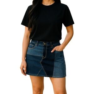 Arizona Mixed Panel Blue Denim Jeans Skirt Jrs Size 3